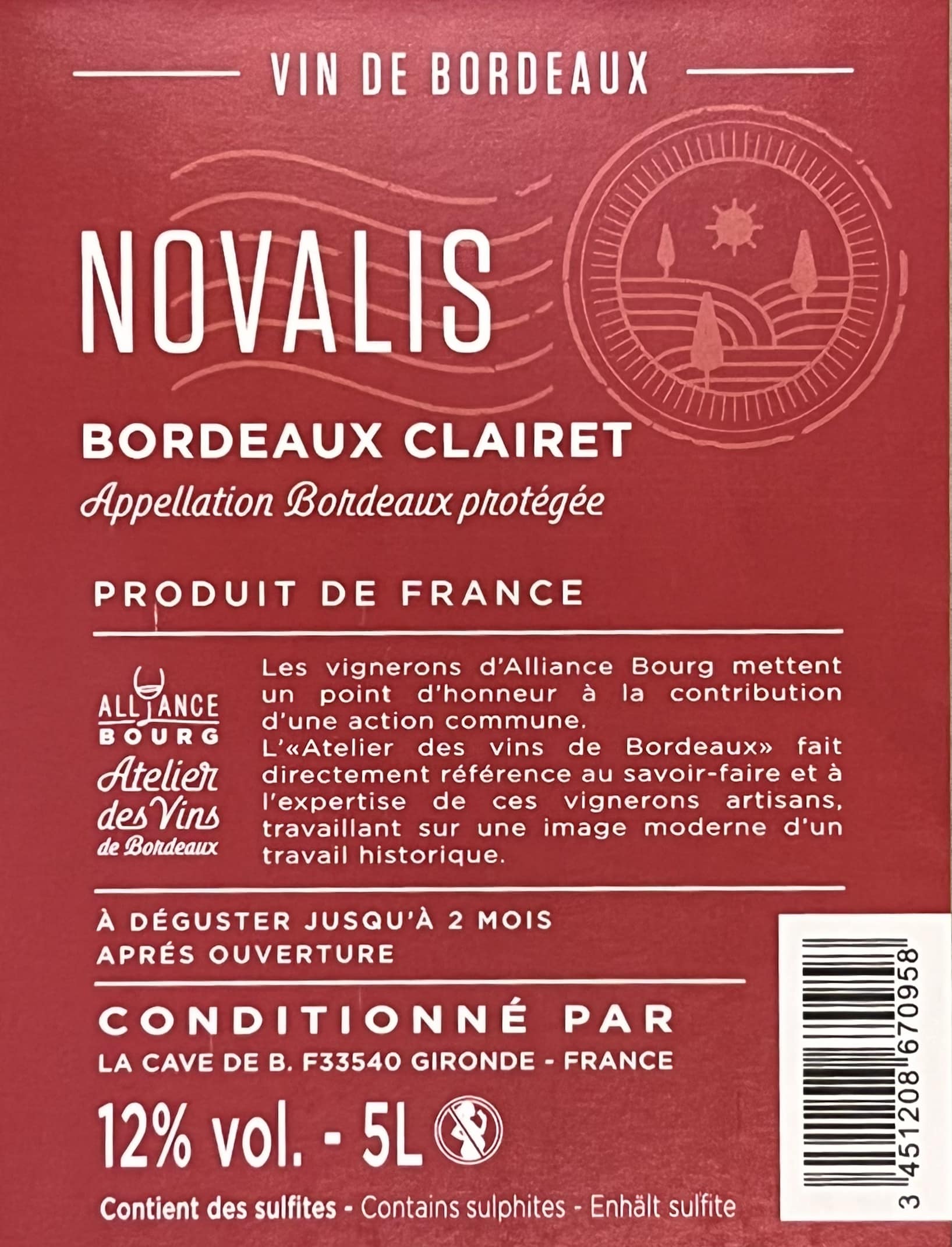 NOVALIS BORDEAUX CLAIRET 5L