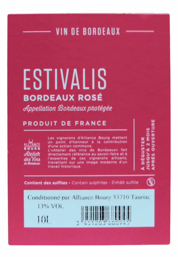 ESTIVALIS BORDEAUX ROSÉ 5L OU 10L